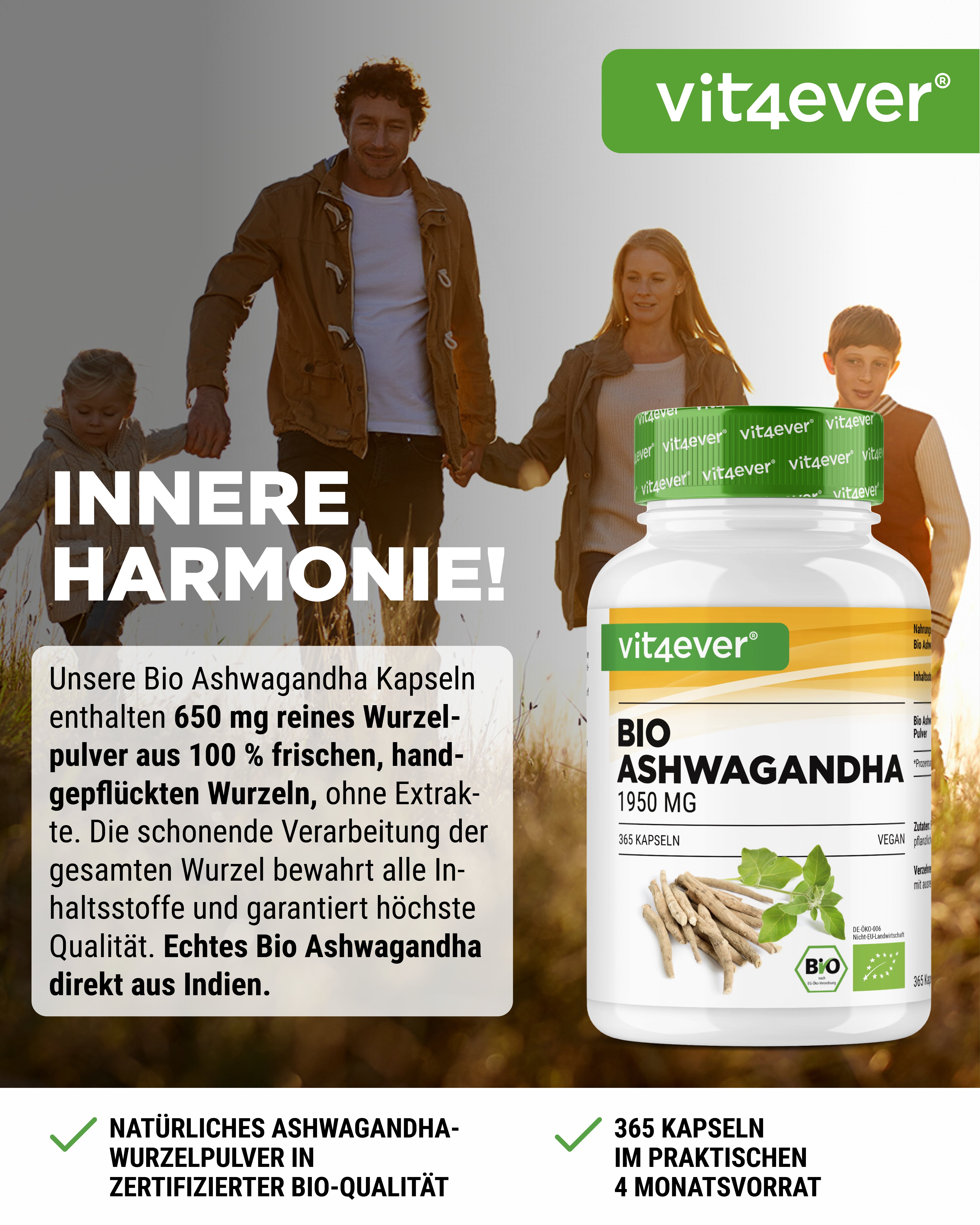 Bio Ashwagandha - 365 Kapseln