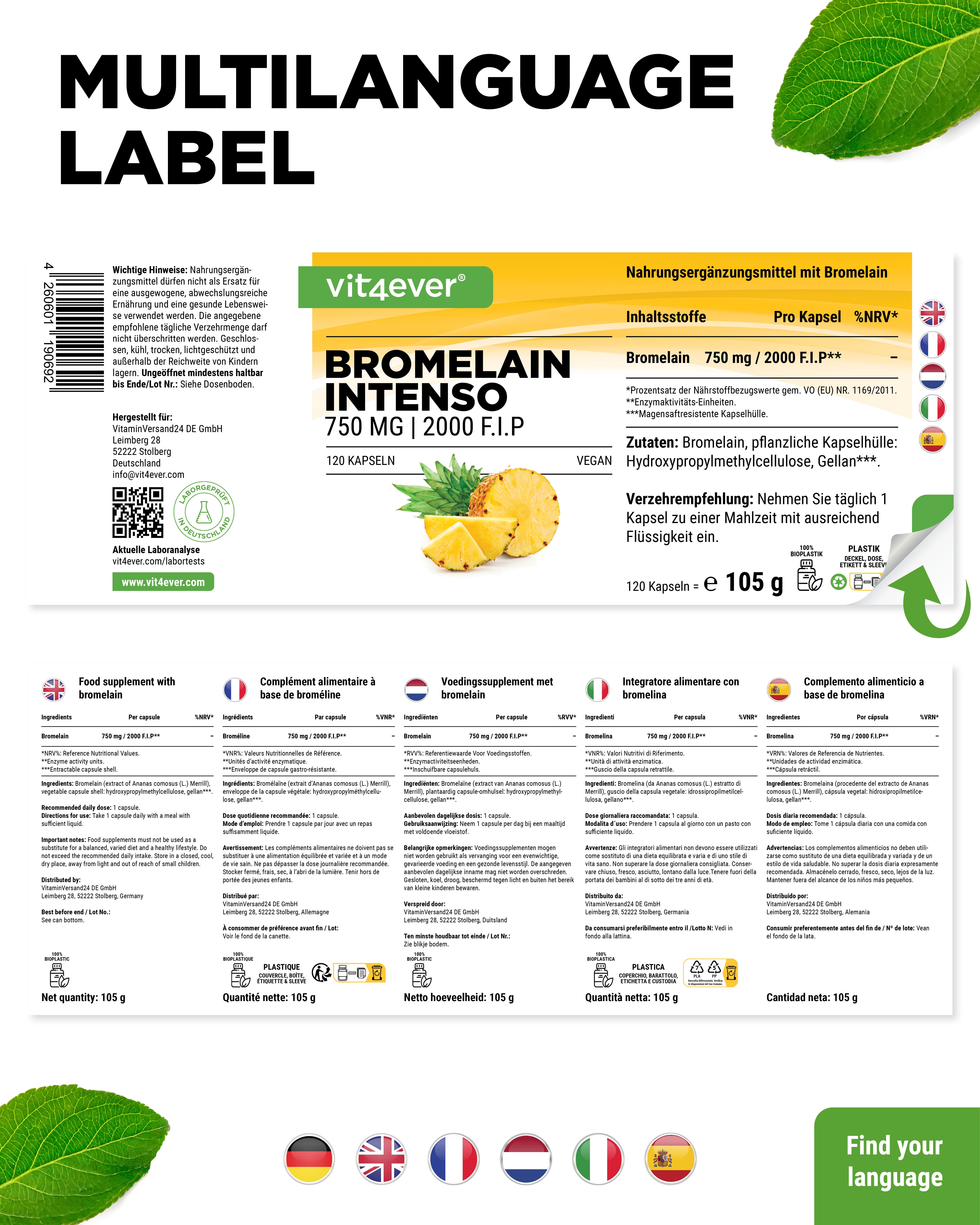 Bromelain Intenso - 750 mg (2000 F.I.P)