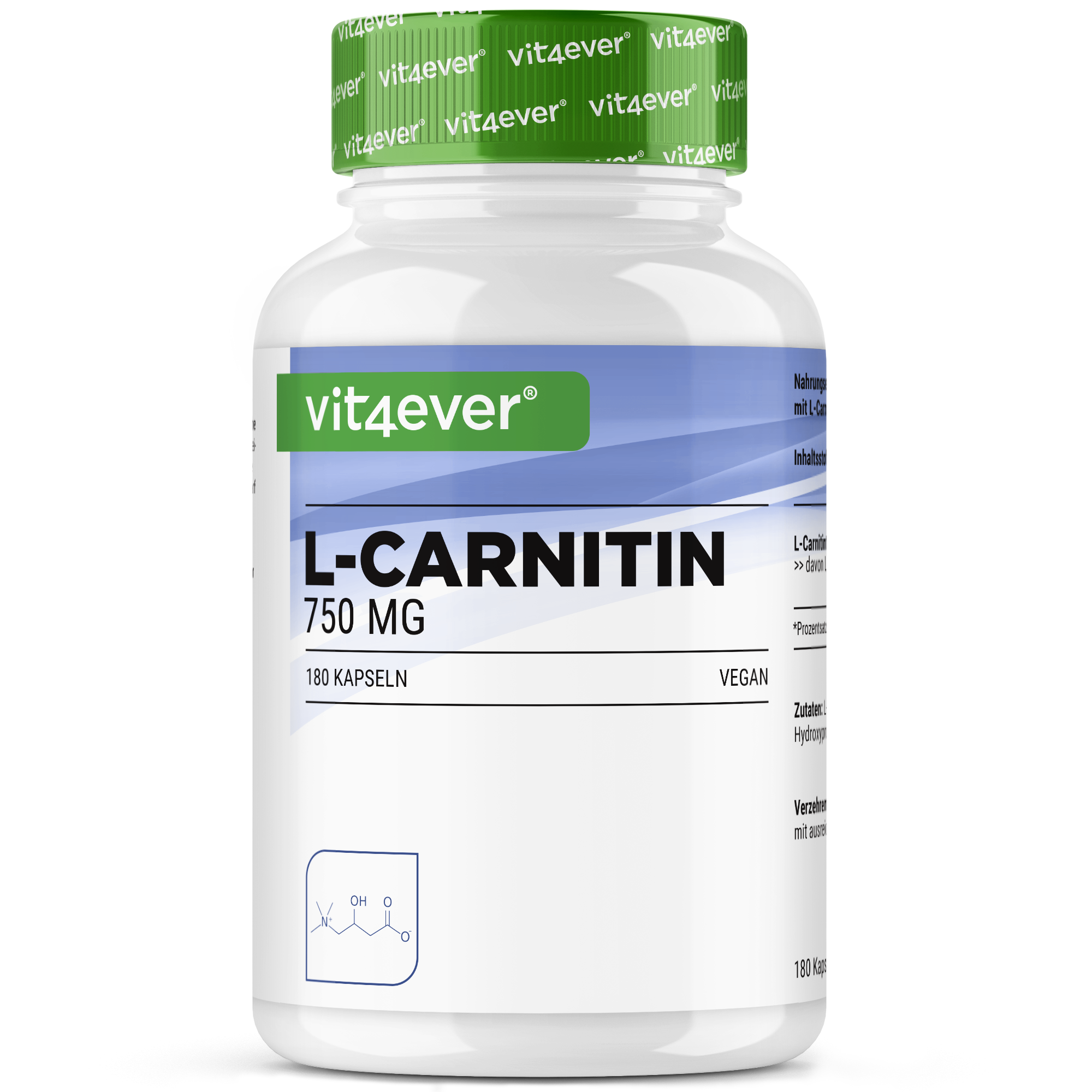 L-Carnitine - 180 vegan capsules, 100% L-Carnitine Tartrate without additives