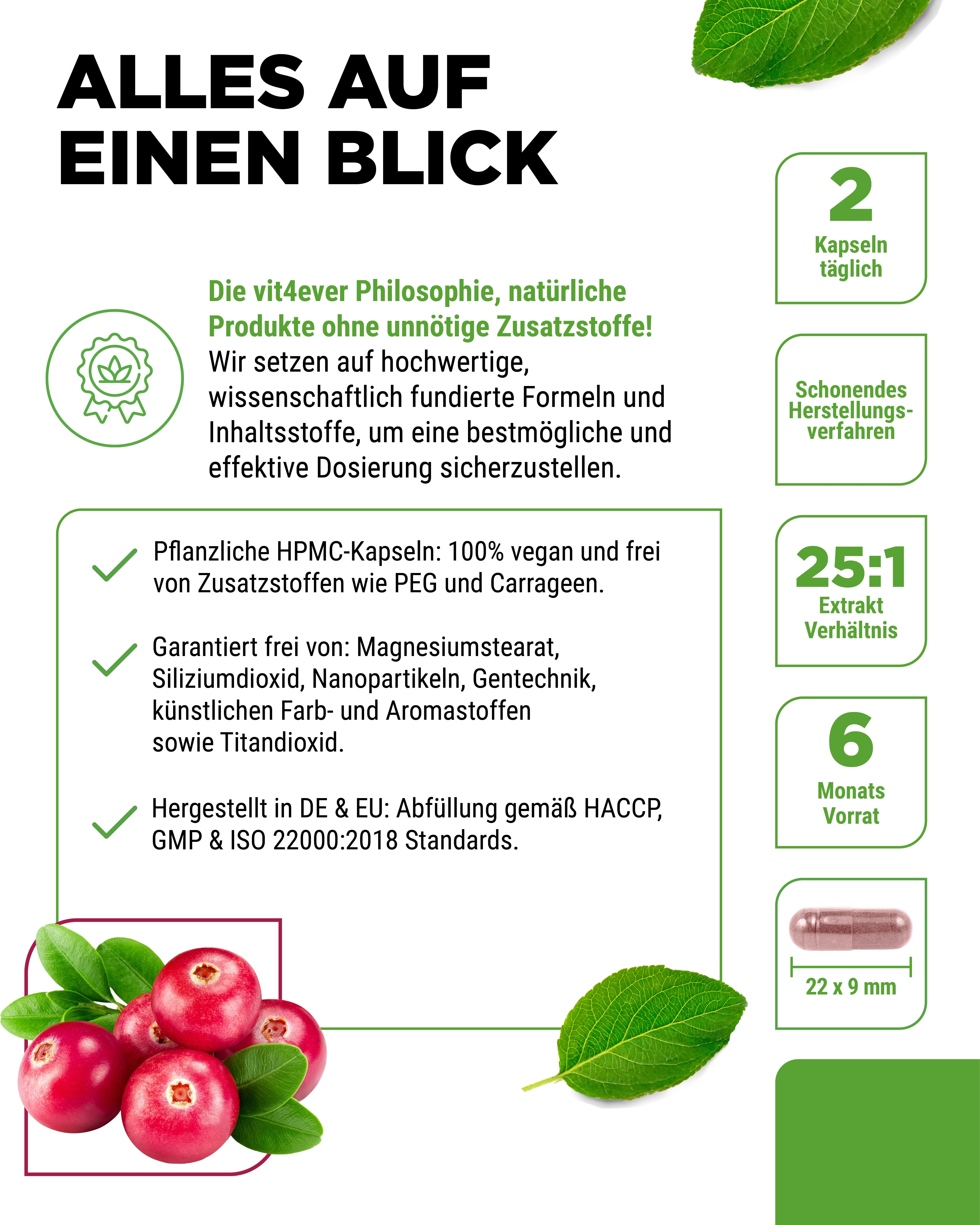 Mirtillo rosso con vitamina C - 365 capsule