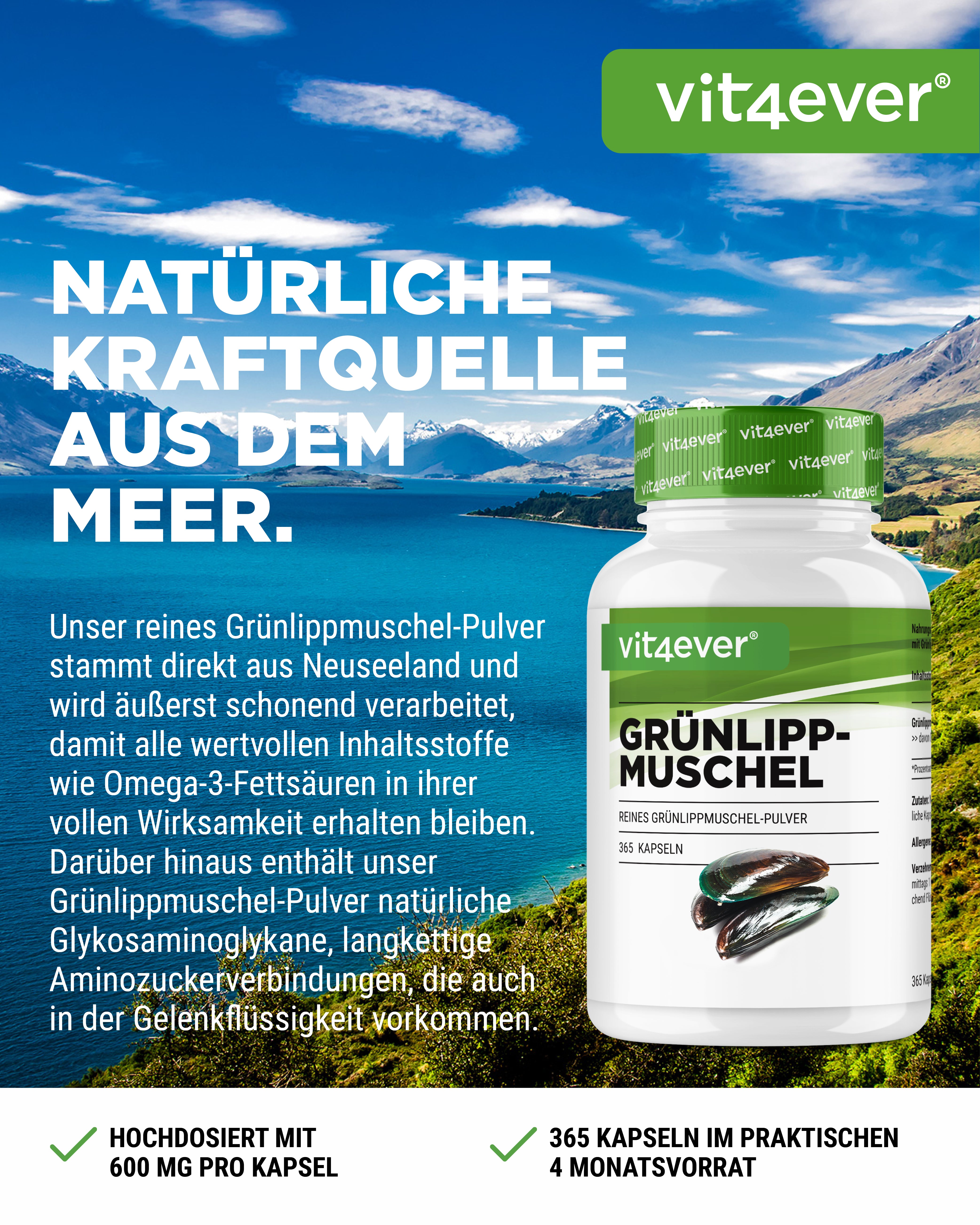 Grünlippmuschel - 600 mg