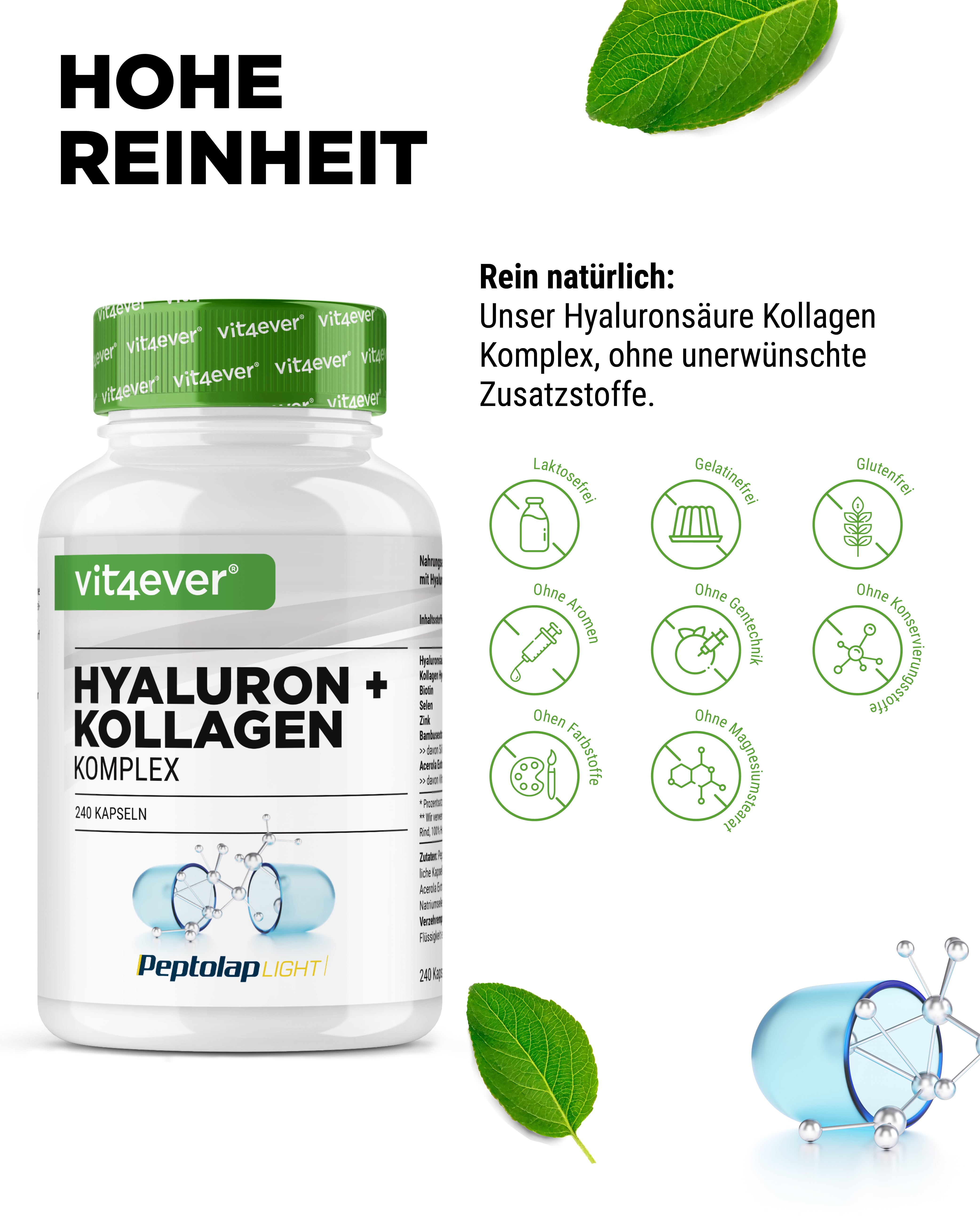 Hyaluronsäure Kollagen Komplex - 240 Kapseln