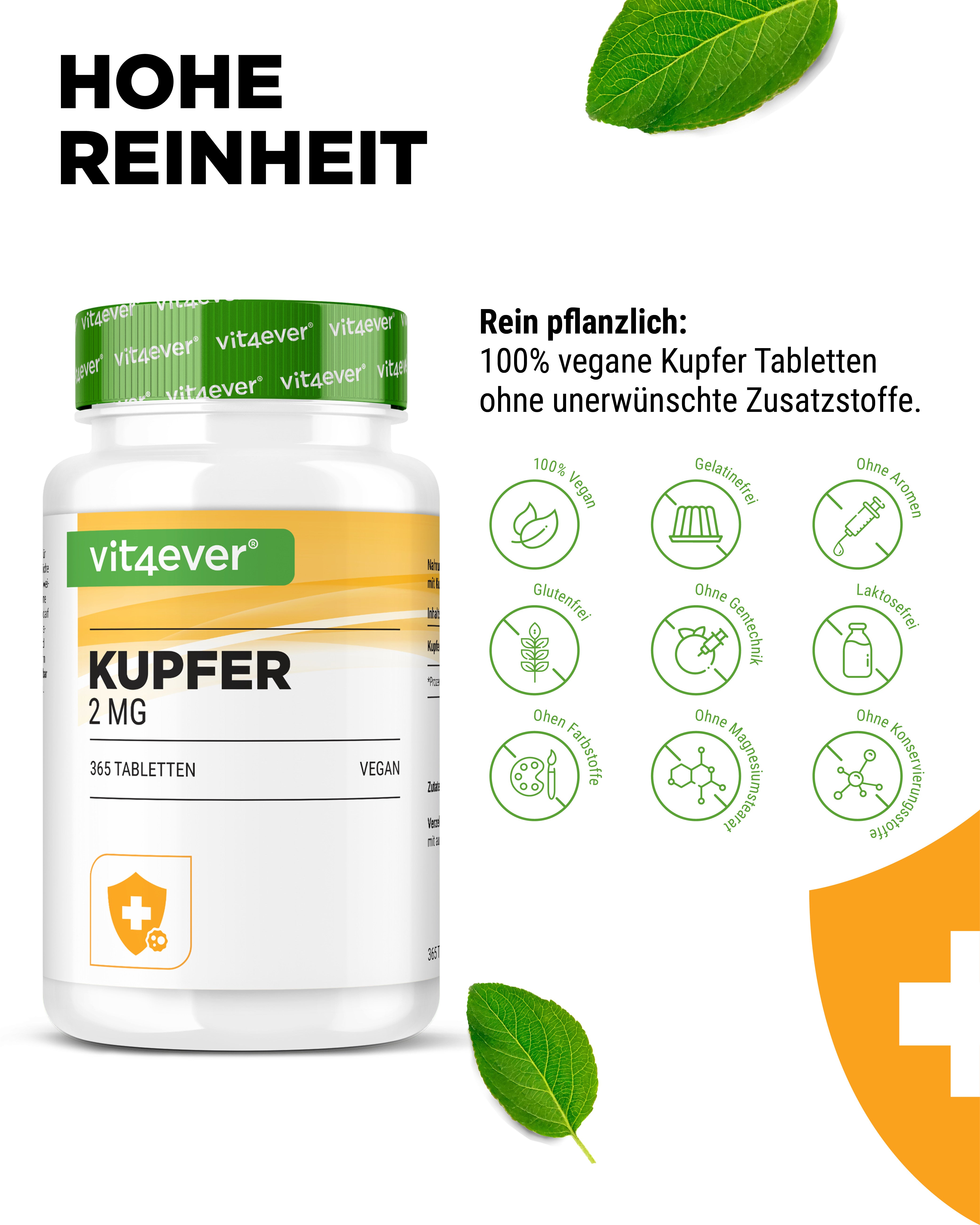 Kupfer 365 - 2 mg - Kupfergluconatt - 365 Tabletten