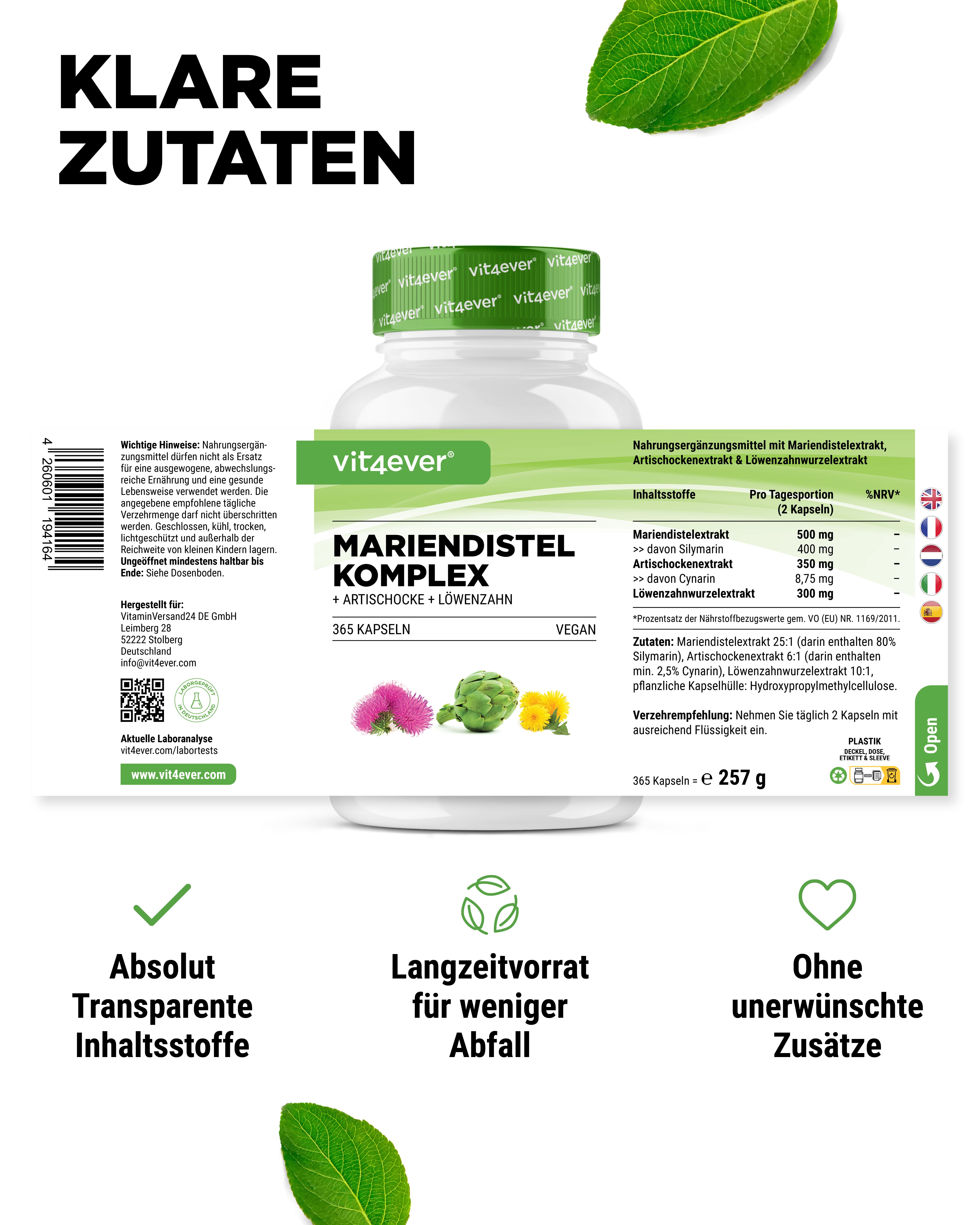 Milk Thistle Artichoke Dandelion Complex - 365 Capsules