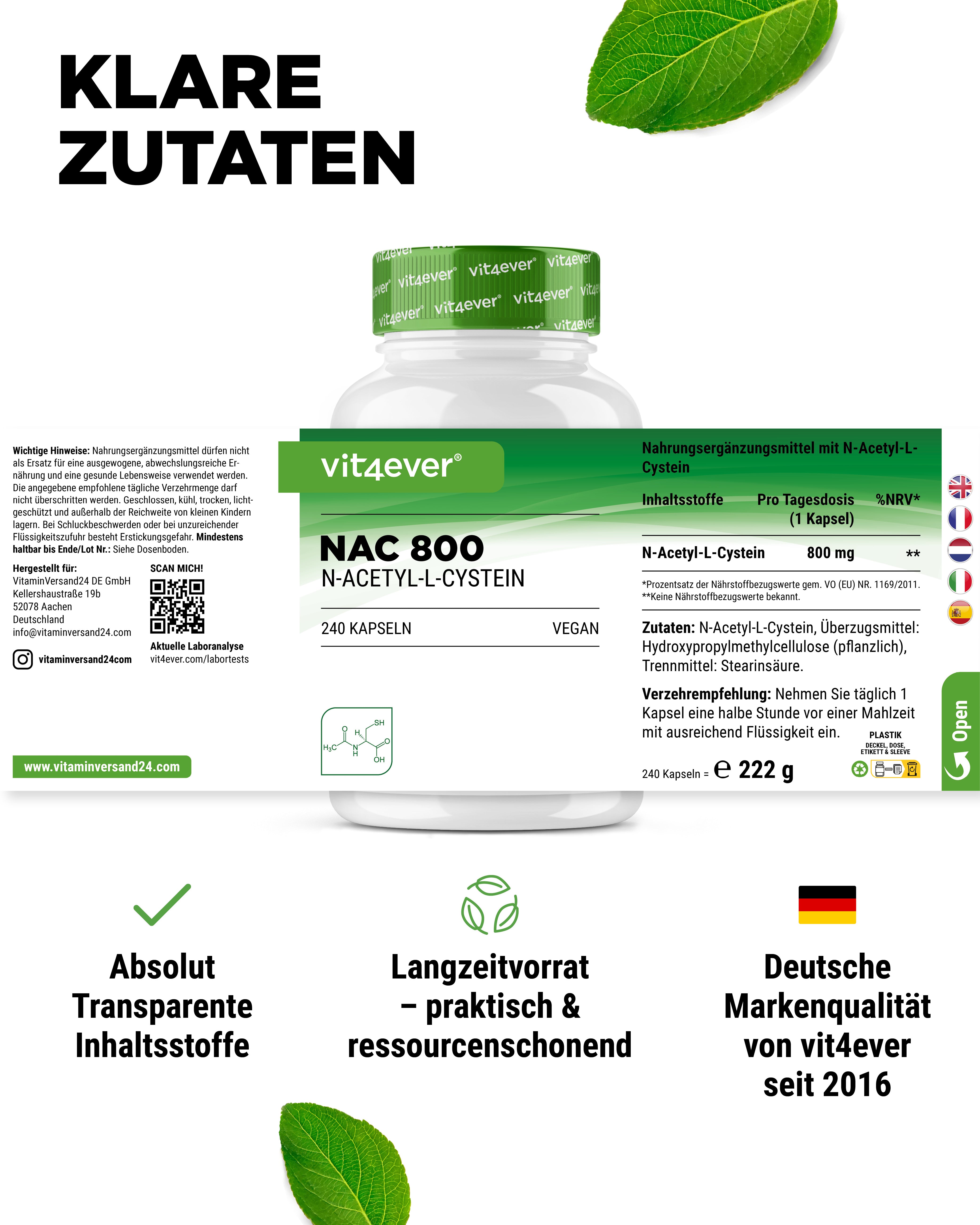 NAC - N-Acetyl L-Cystein - 800 mg