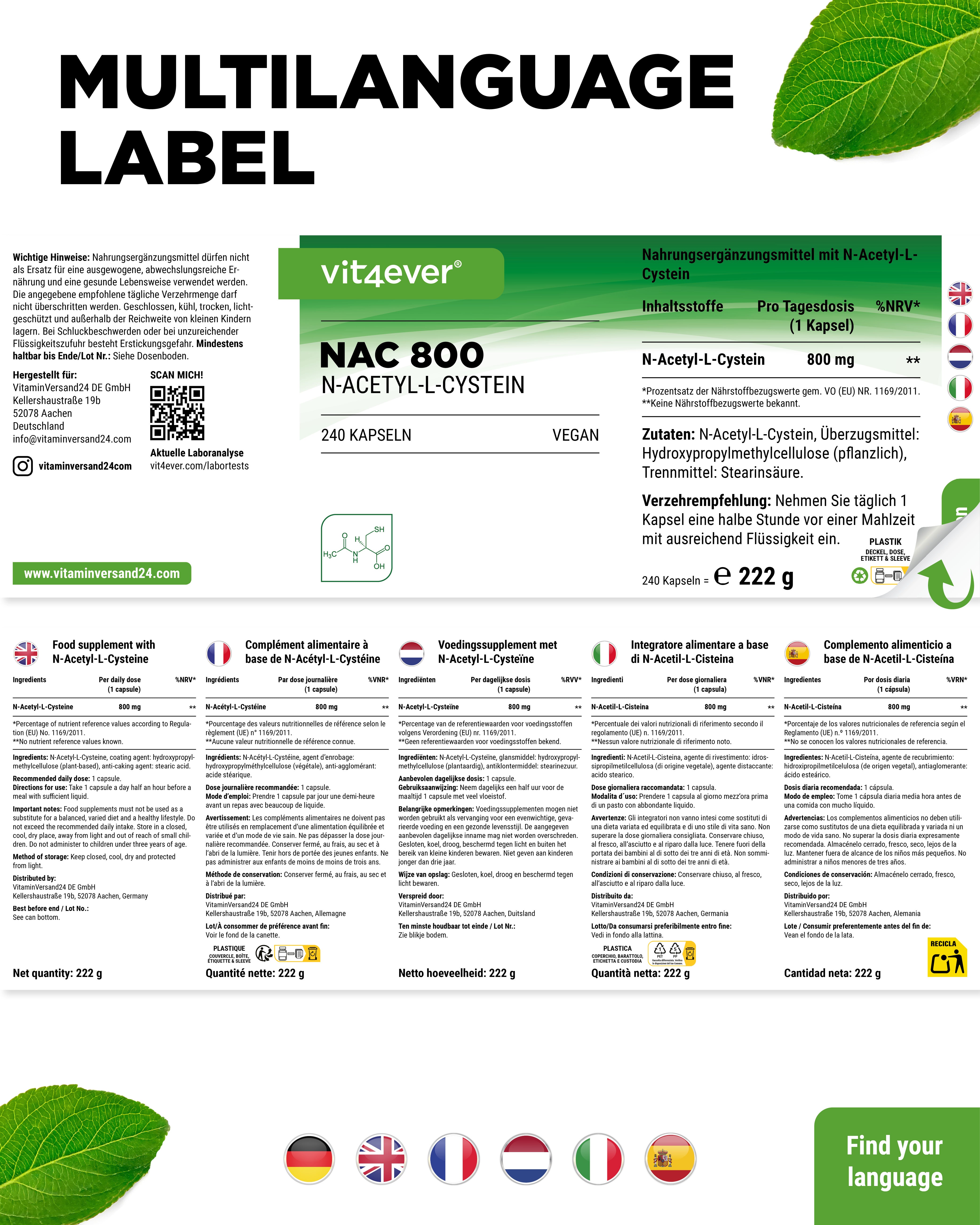 NAC - N-Acetyl L-Cystein - 800 mg