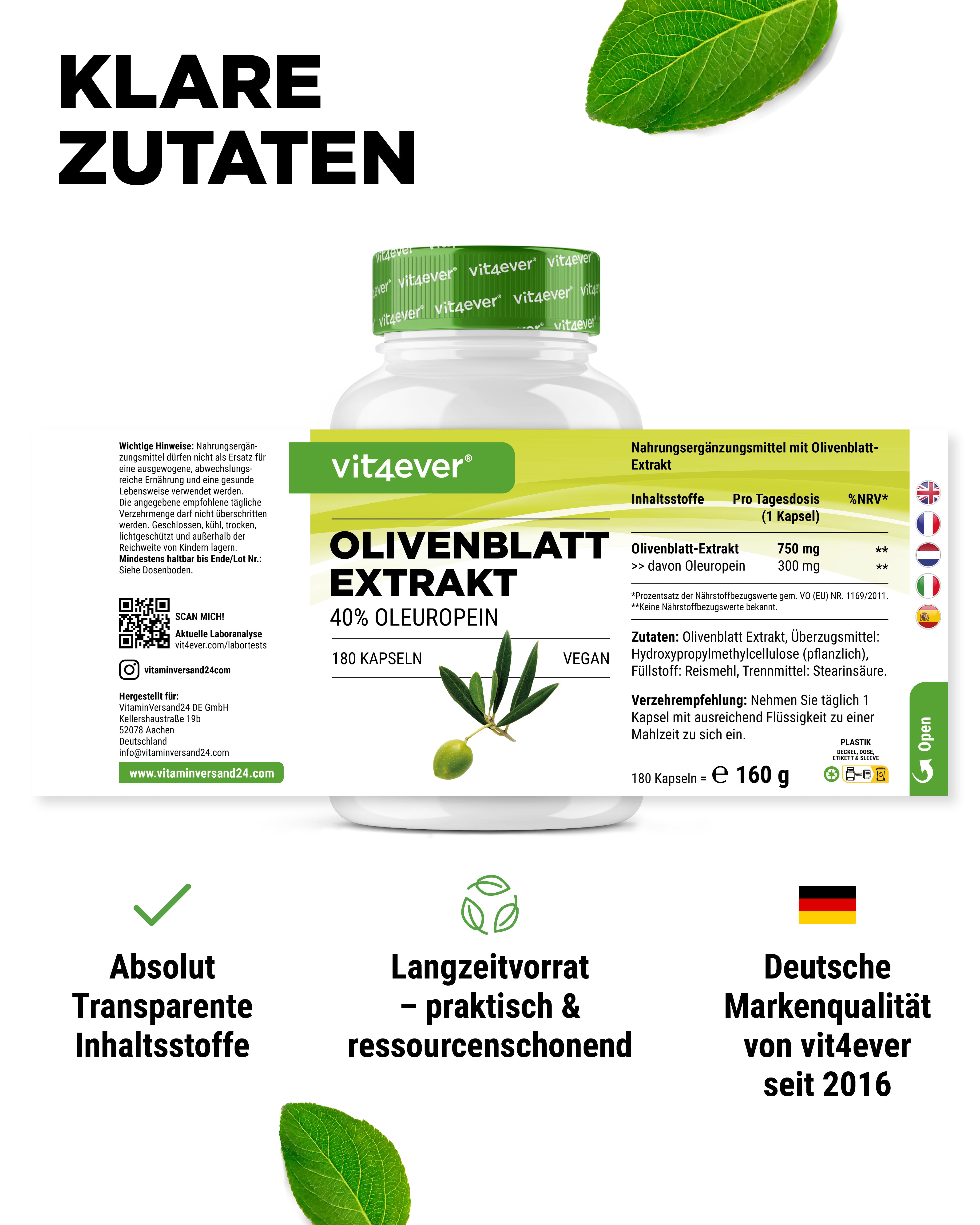 Olivenblatt Extrakt - 40% Oleuropein