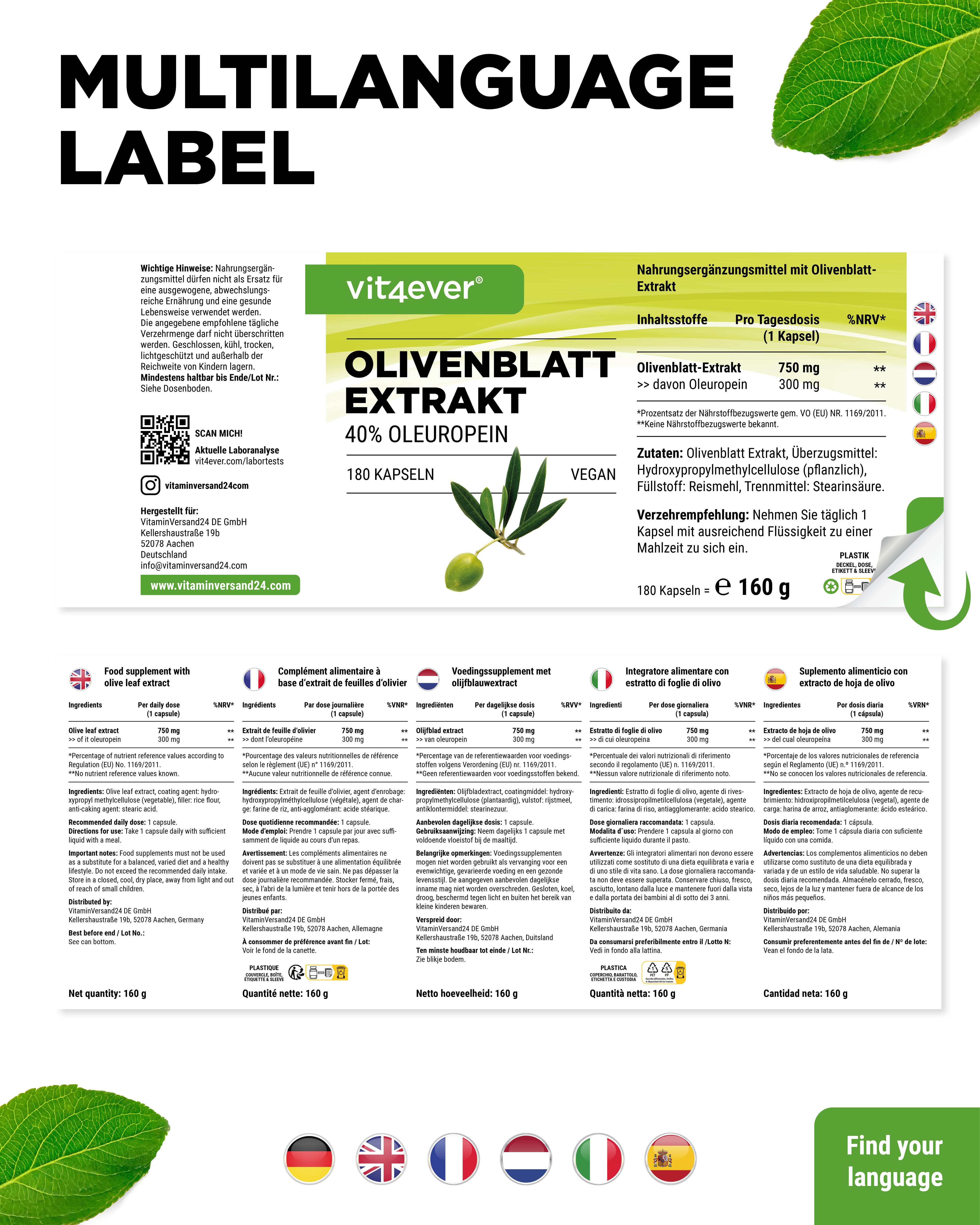 Olivenblatt Extrakt - 40% Oleuropein