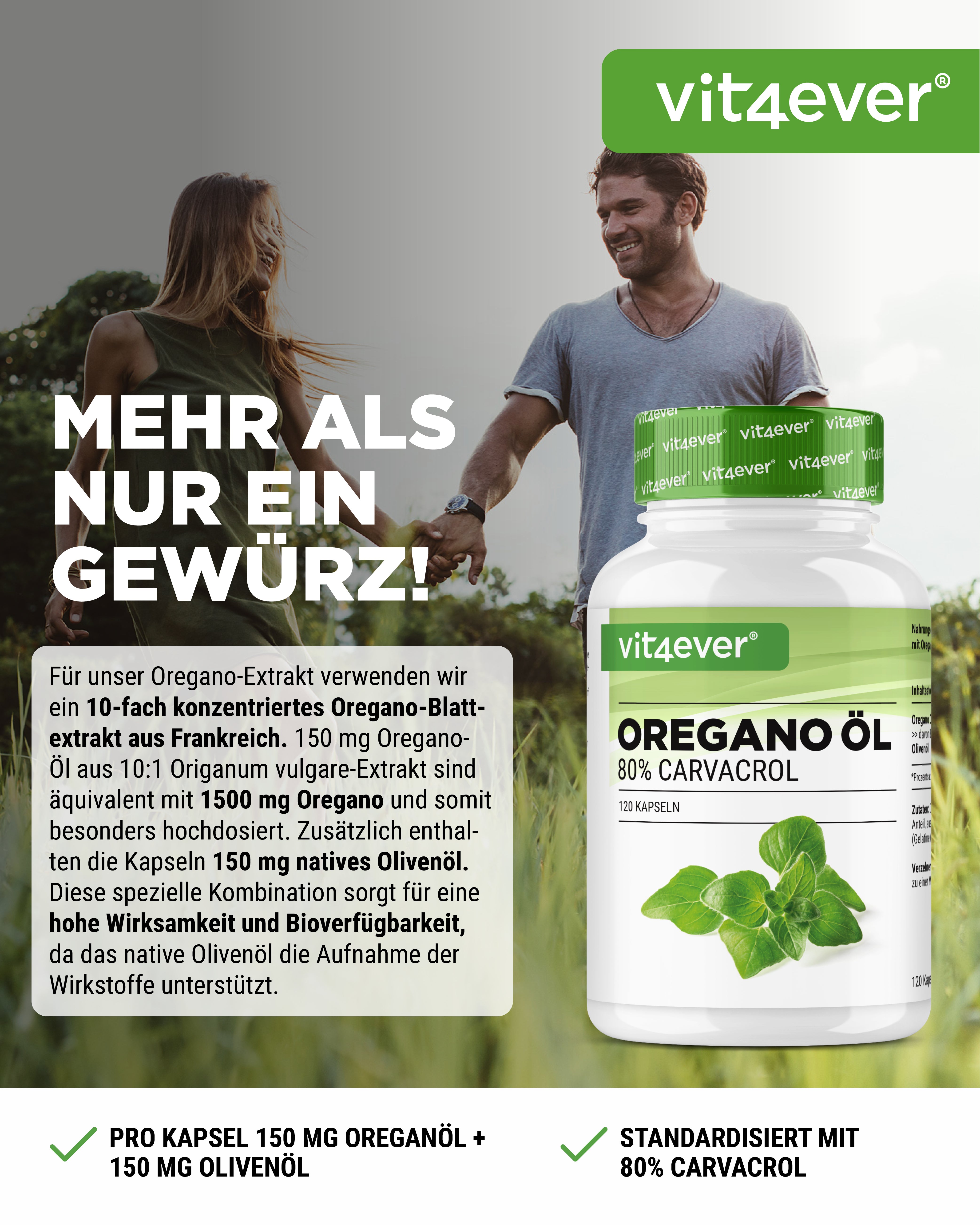 Oregano Öl - 150 mg - 80% Carvacrol