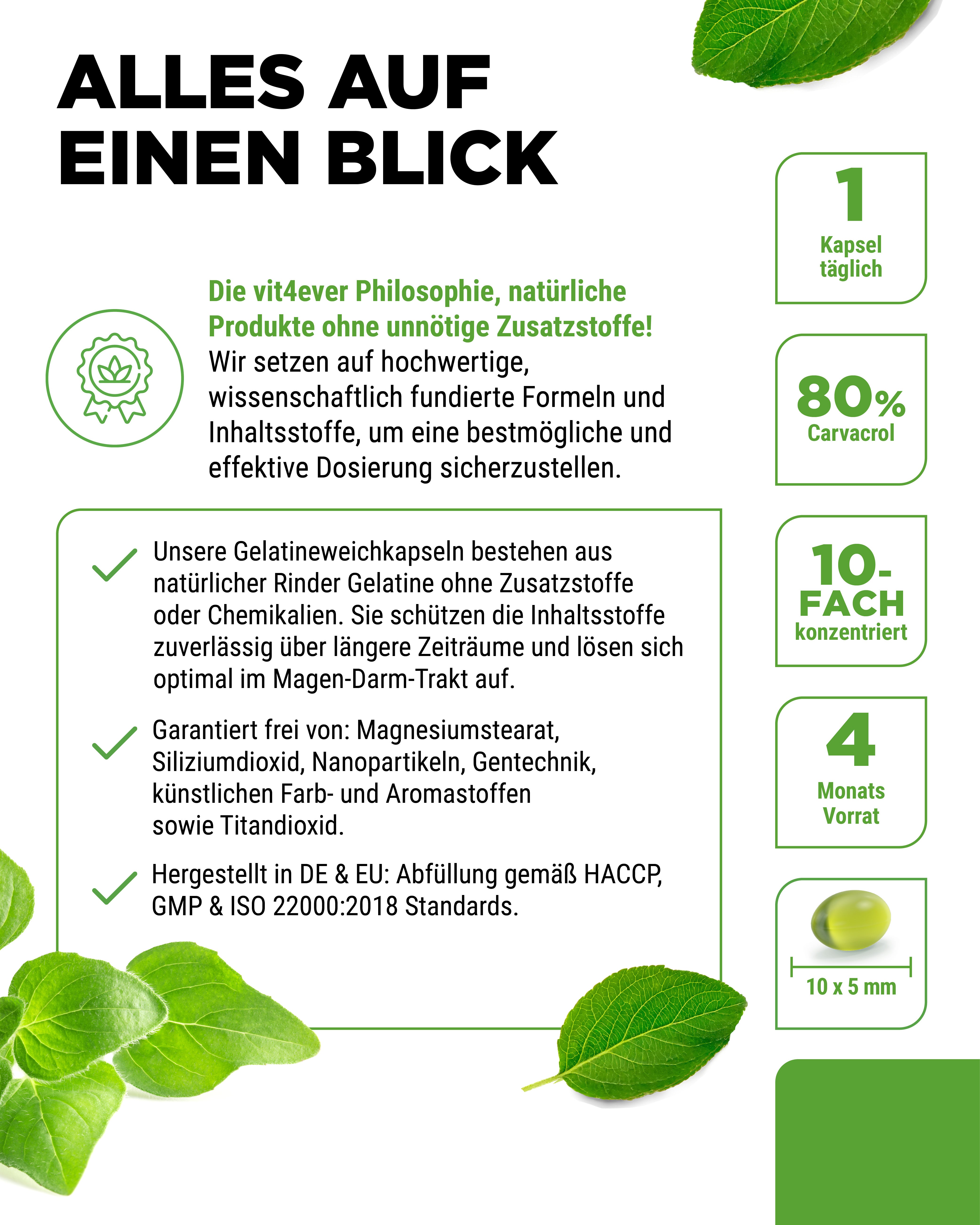 Oregano Öl - 150 mg - 80% Carvacrol