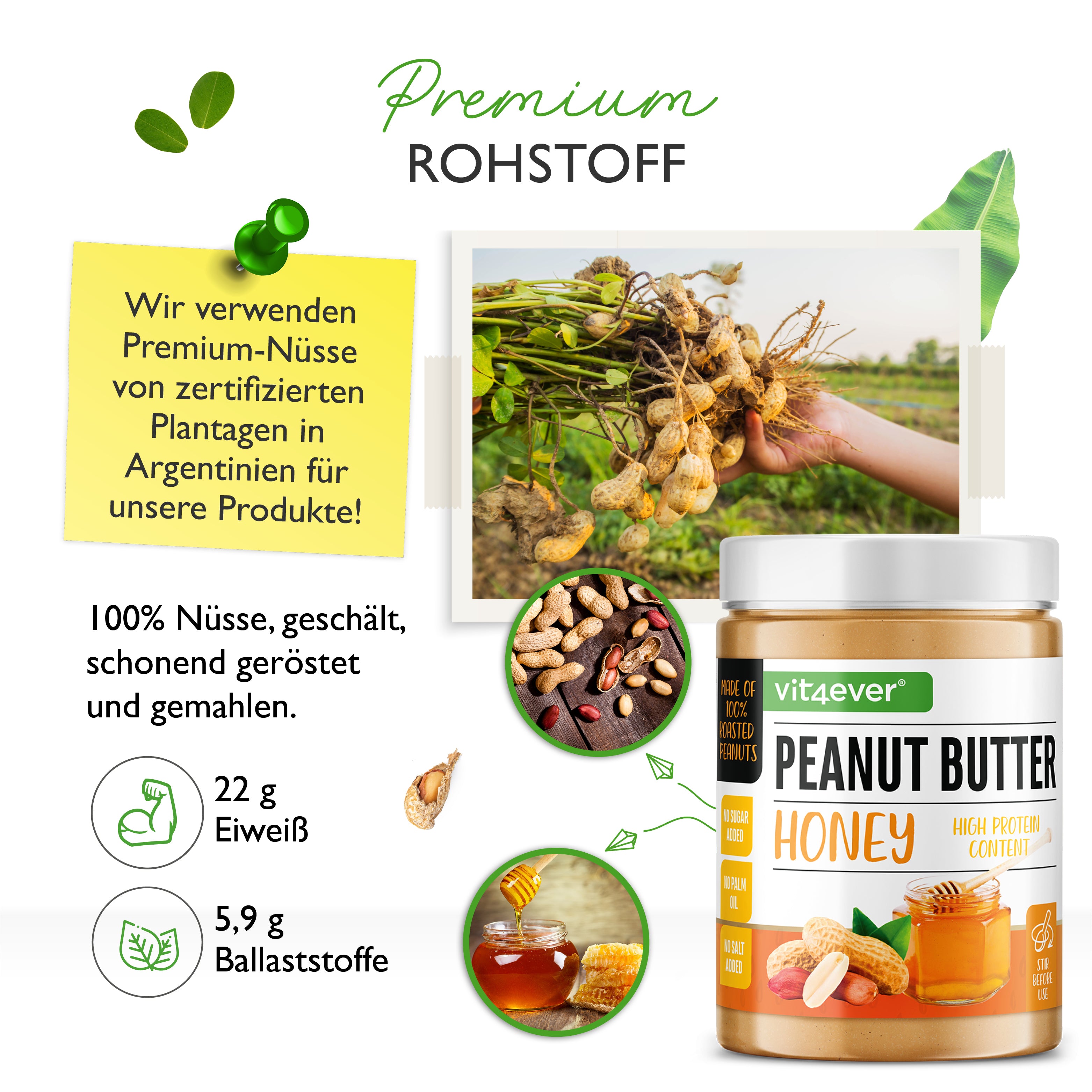 Erdnussbutter (Smooth) mit Honig