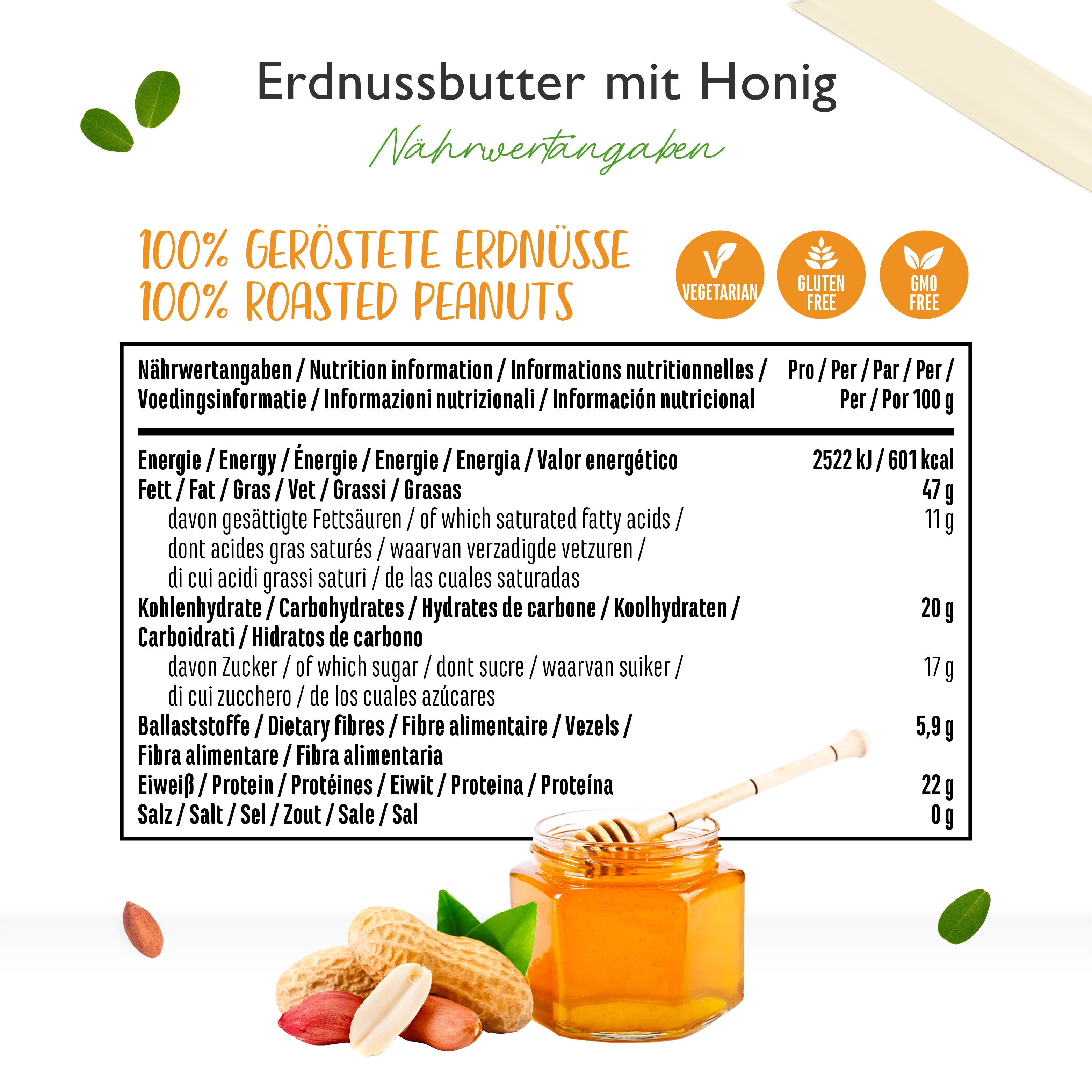 Erdnussbutter (Smooth) mit Honig