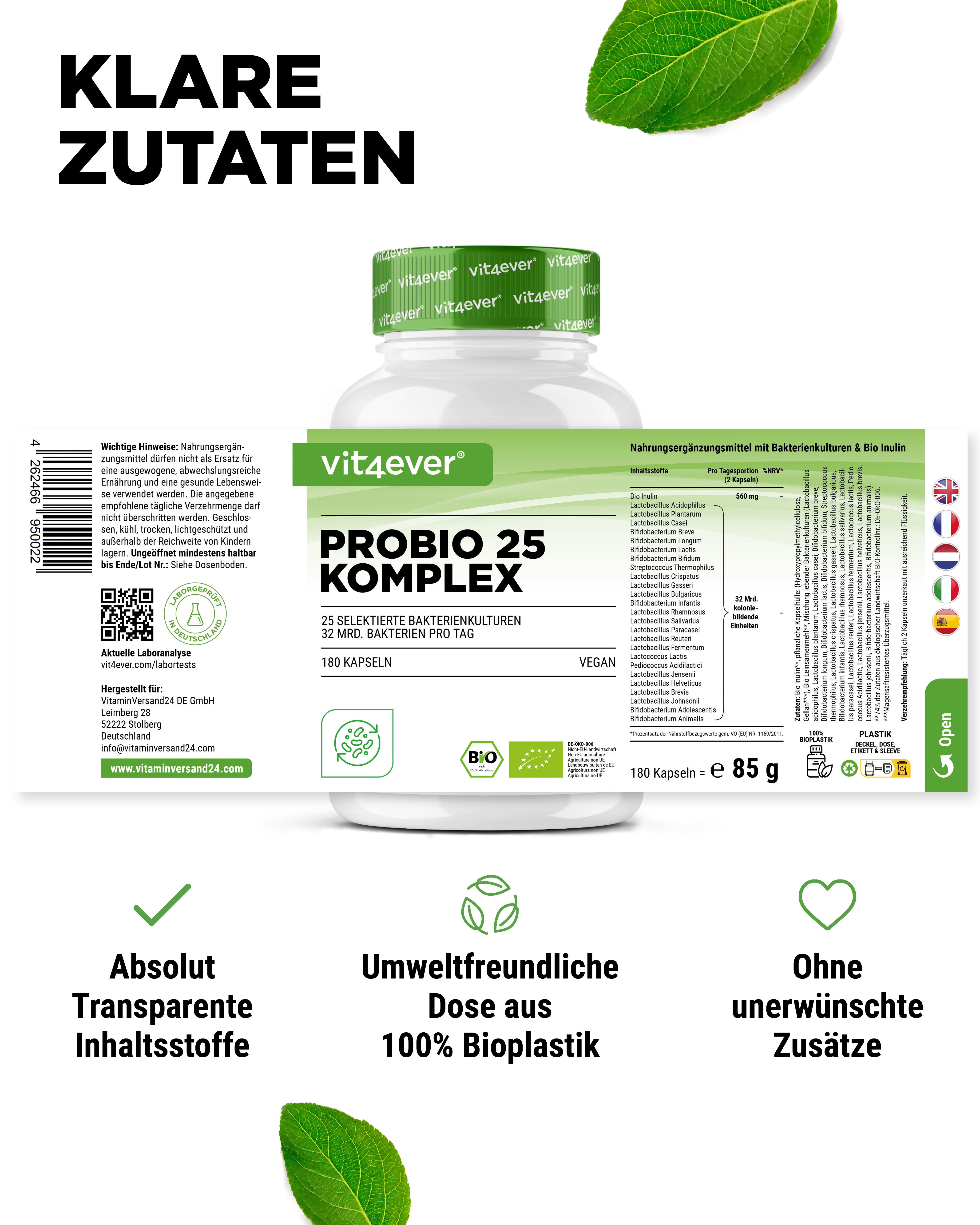 Probio 25 Komplex - 180 Kapseln - 27 Milliarden Darmbakterien
