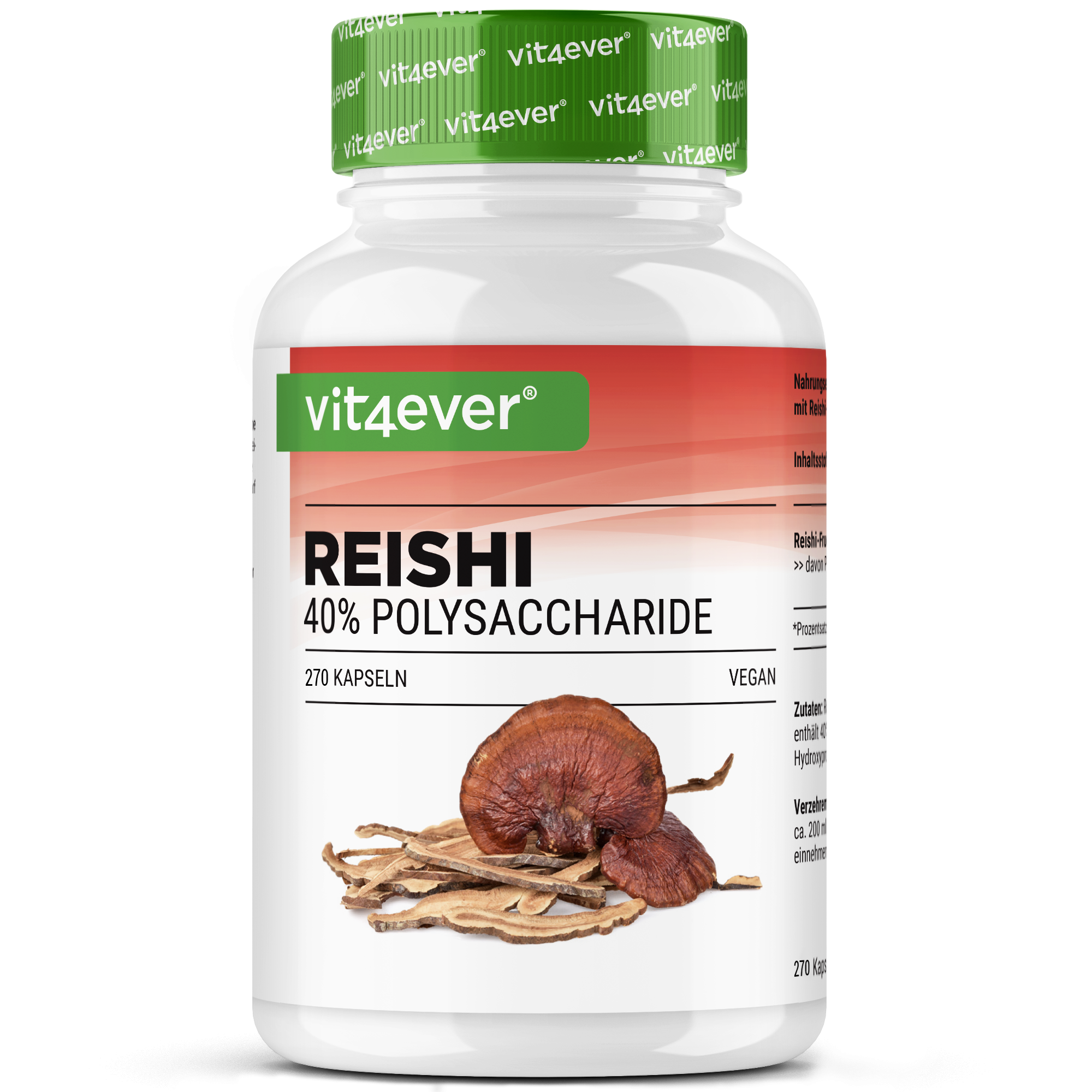 Reishi Intenso Pilz - 650 mg Extrakt - 40% bioaktive Polysaccharide