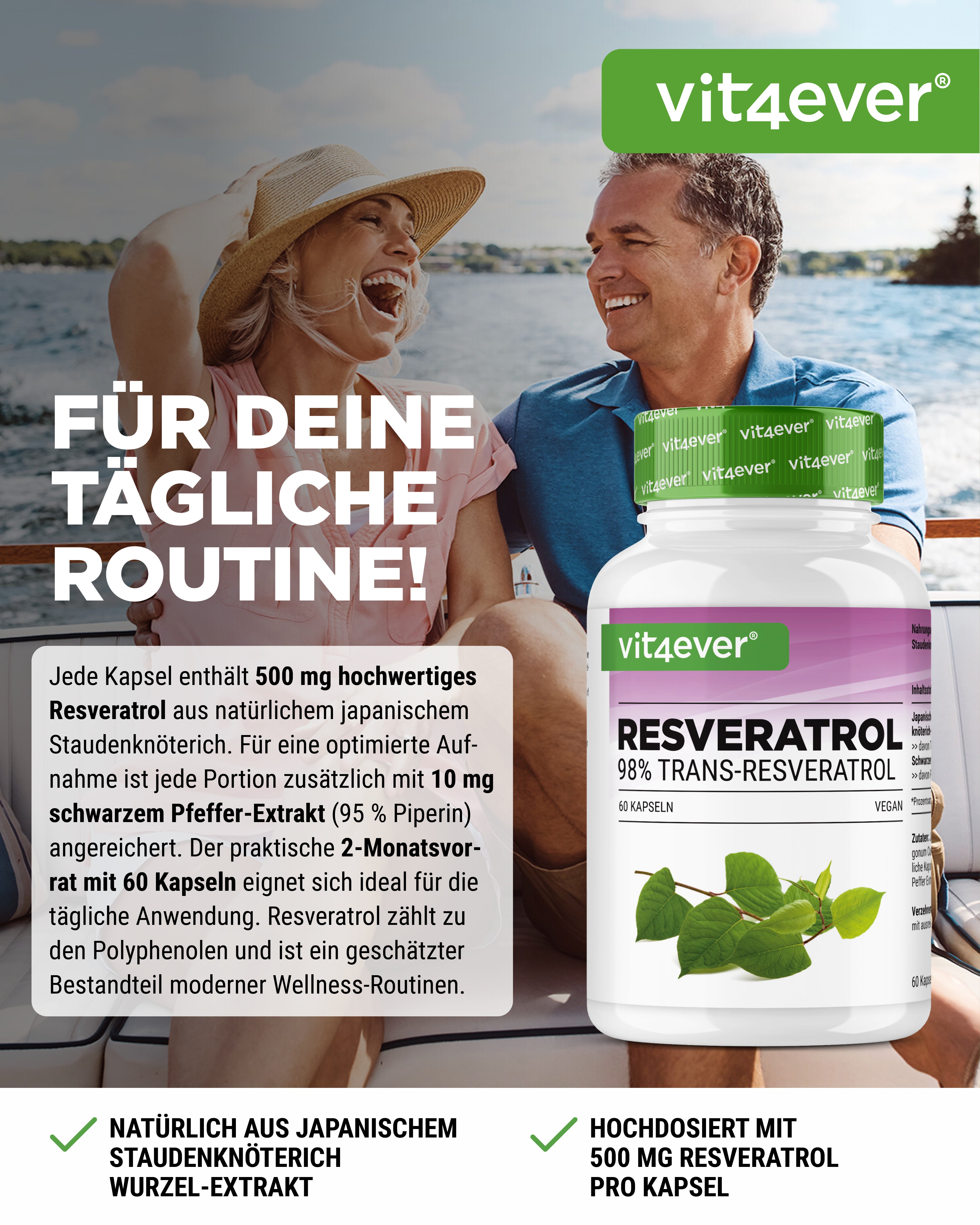 Resveratrolo - 500 mg - 98% Trans-Resveratrolo