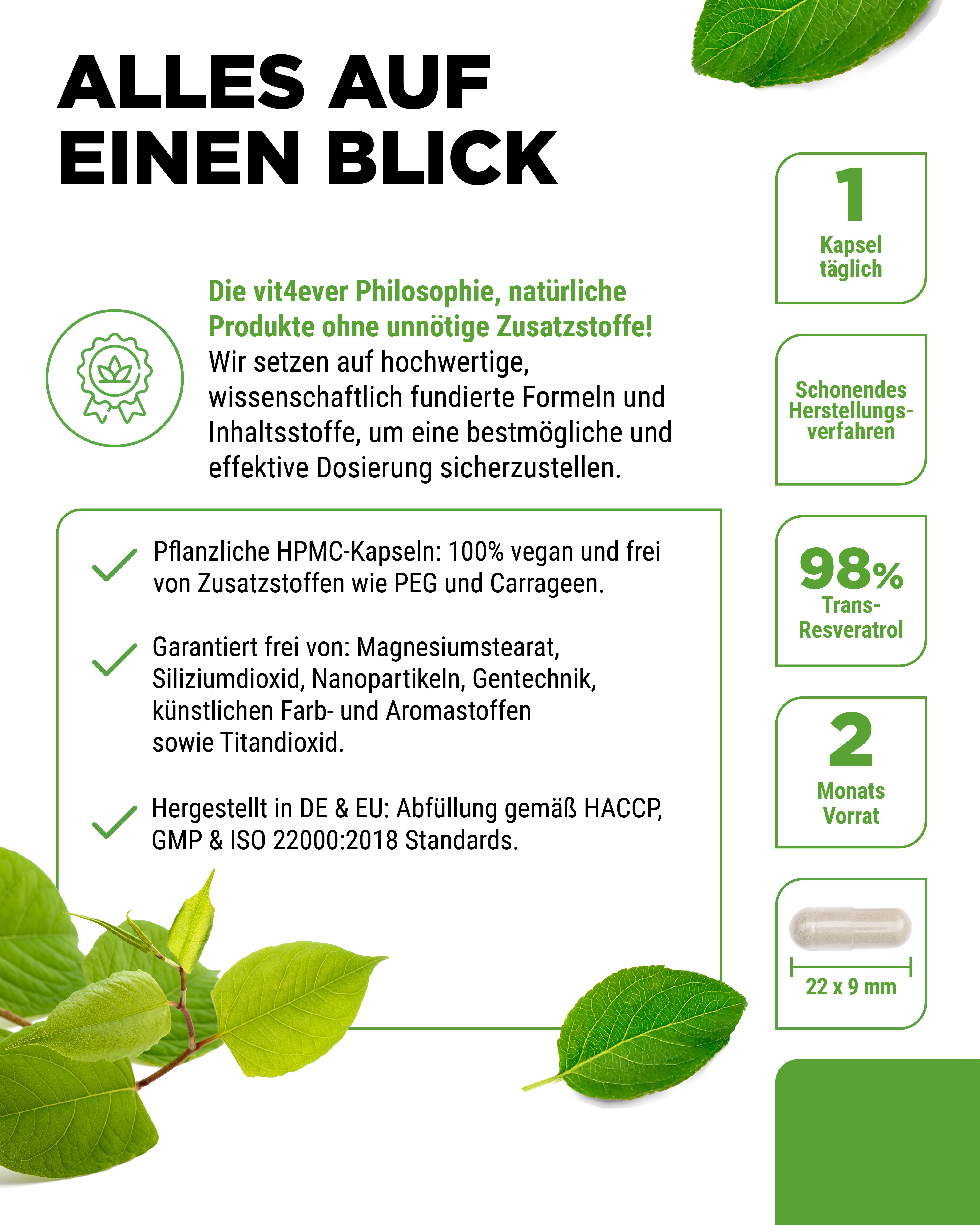 Resveratrolo - 500 mg - 98% Trans-Resveratrolo