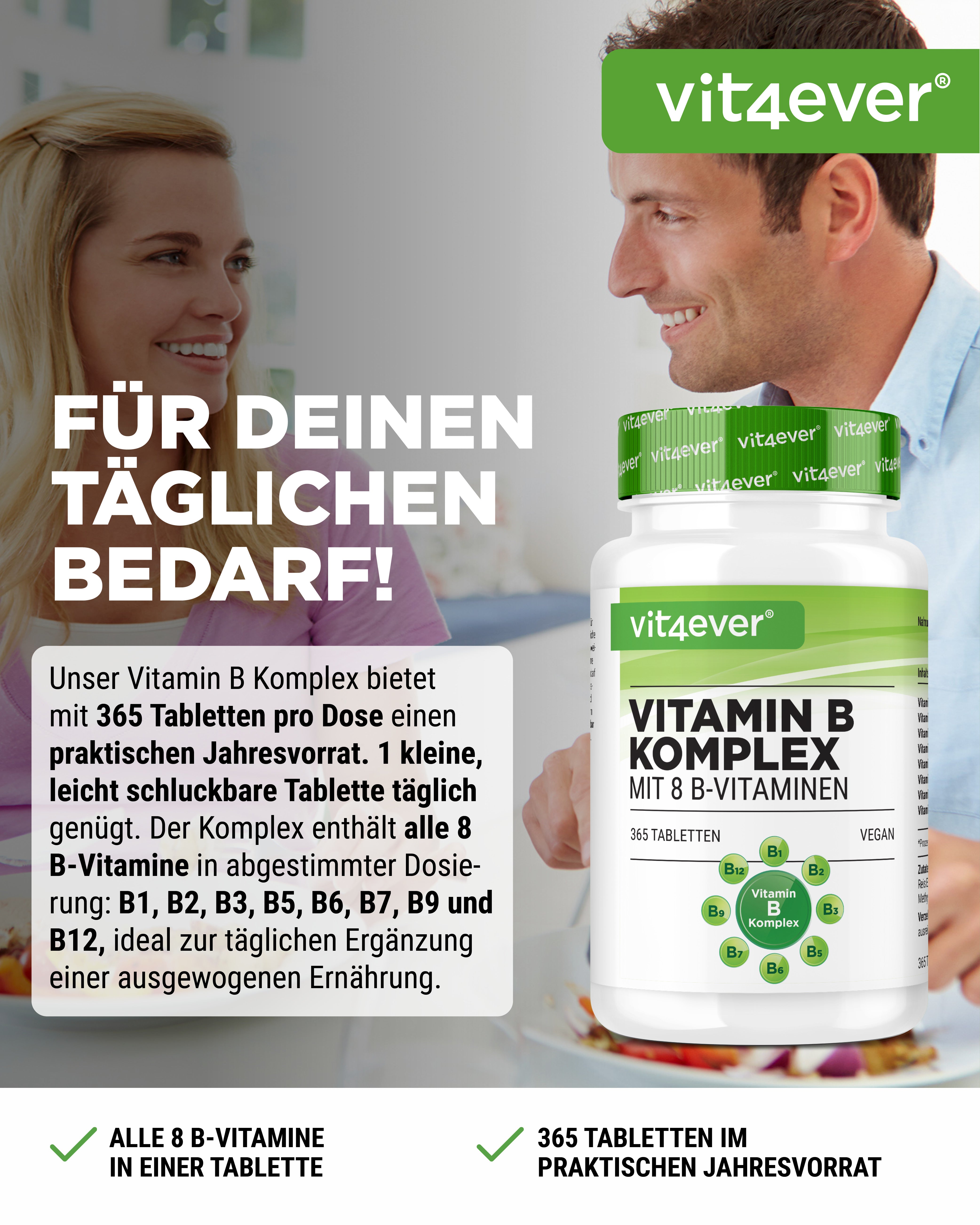 Vitamin B Komplex - 8 B-Vitamine - 365 Tabletten