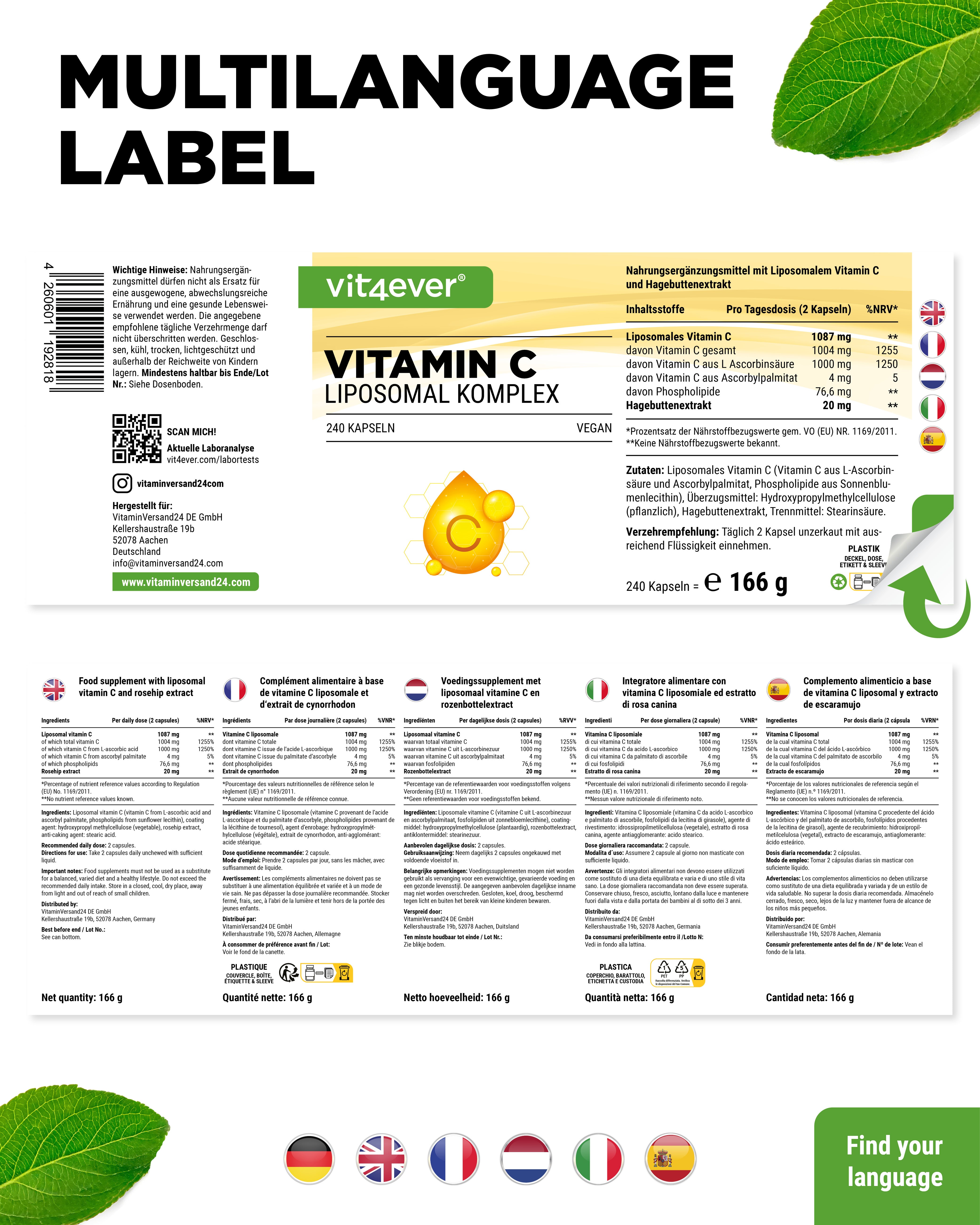Liposomales Vitamin C - 240 Kapseln