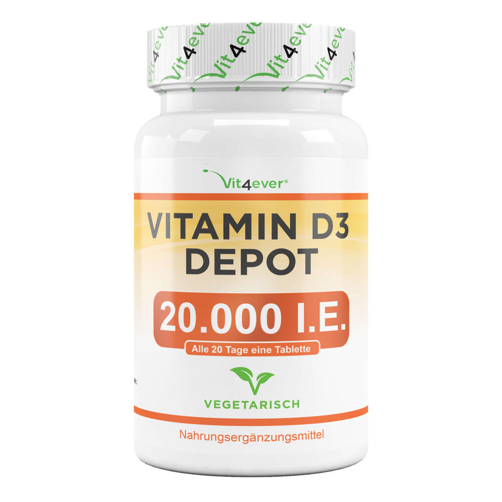 Vitamin D3 Depot Tabletten Laborgeprüft & hochdosiert ultra stark &Vegan 20000iE 