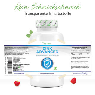 Vit4ever Zink Advanced 400 Tabletten Glutenfrei Vegan 17,77 EUR/100 g 