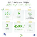 Bio Curcuma - 365 vegane Kapseln - 4560 mg (Bio Kurkuma +...