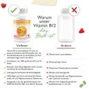 Vitamin B12 1000 mcg - Aktives B12 Methylcobalamin - 365 Lutschtabletten - Himbeergeschmack