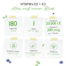 Vitamin D3 20.000 I.E. + Vitamin K2 200 mcg - 180 Tabletten