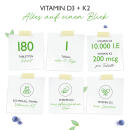 Vitamin D3 10.000 I.E. + Vitamin K2 200 mcg - 180 Tabletten