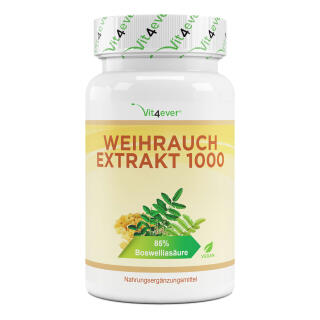 Weihrauch Extrakt 1000 - 1000 mg pro Tag - 85% Boswellia-S&auml;ure - 180 Kapseln