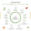 L-Tyrosin Pure, 500 g reines Pulver, keine Zusatzstoffe, 300 Portionen, 100% Tyrosin Aminosäure, Vegan