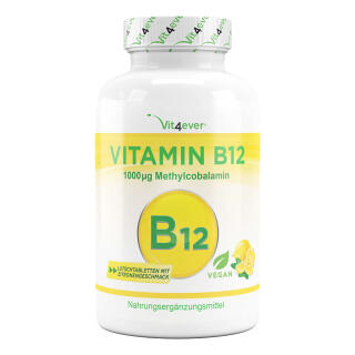 Vitamin B12 - 1000 &micro;g (mcg) - 365 Tabletten - Methylcobalamin - 100% Vegan - Lutschtabletten mit Zitronengeschmack