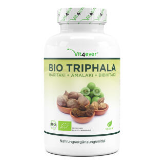 Triphala 240 Kapseln - 750 mg pro Kapsel - 100% vegan - Triphala Pulver aus Haritaki, Amalaki &amp; Bibhitaki - Ayurveda Dreifrucht