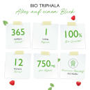 Bio Triphala 365 Kapseln - 750 mg pro Kapsel - 100% vegan - Triphala Pulver aus Haritaki, Amalaki & Bibhitaki - Ayurveda Dreifrucht