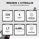 L-Arginin + L-Citrullin - 320 Kapseln - 1100 mg pro Kapsel - Citrullin 2:1 + Arginin Base 1:1 Verh&auml;ltnis