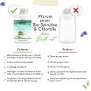 Bio Spirulina + Bio Chlorella mit 500 mg pro Pressling - 600 Tabletten