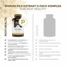 Pilz Extrakt 5-Fach Komplex - 120 Kapseln mit 750 mg Extrakt - 32% bioaktive Polysaccharide